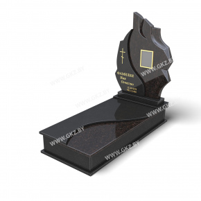 Фигурный памятник из черного и коричневого гранита с закрытой надгробной плитой, модель ОК-18